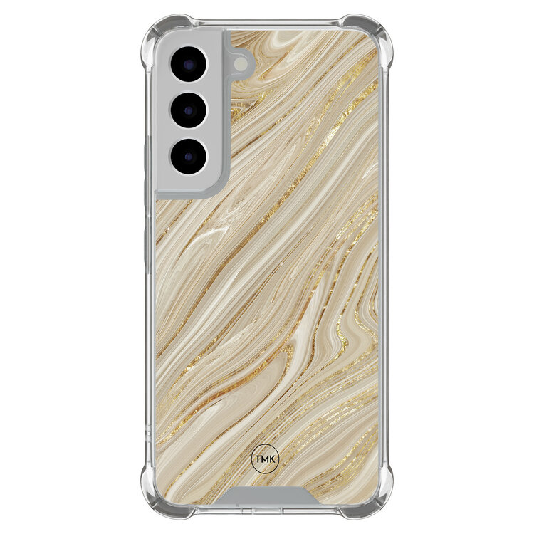 Casevibes Samsung Galaxy S22 shockproof hoesje - Golden marble