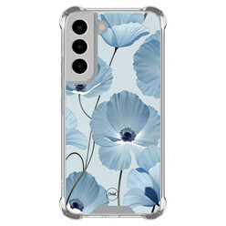 TMK Samsung Galaxy S22 shockproof hoesje - Blauw bloemenveld