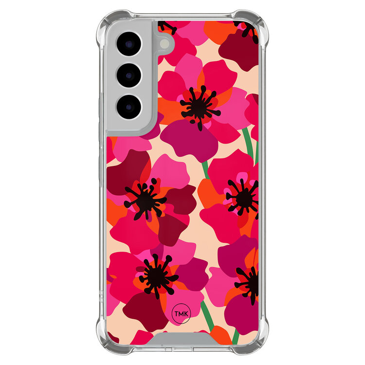 TMK Samsung Galaxy S22 shockproof hoesje - Pink floral bliss