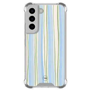 Casevibes Samsung Galaxy S22 shockproof hoesje - Pastelblauwe strepen
