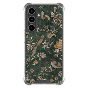 TMK Samsung Galaxy S24 FE shockproof hoesje - Khaki golden flowers