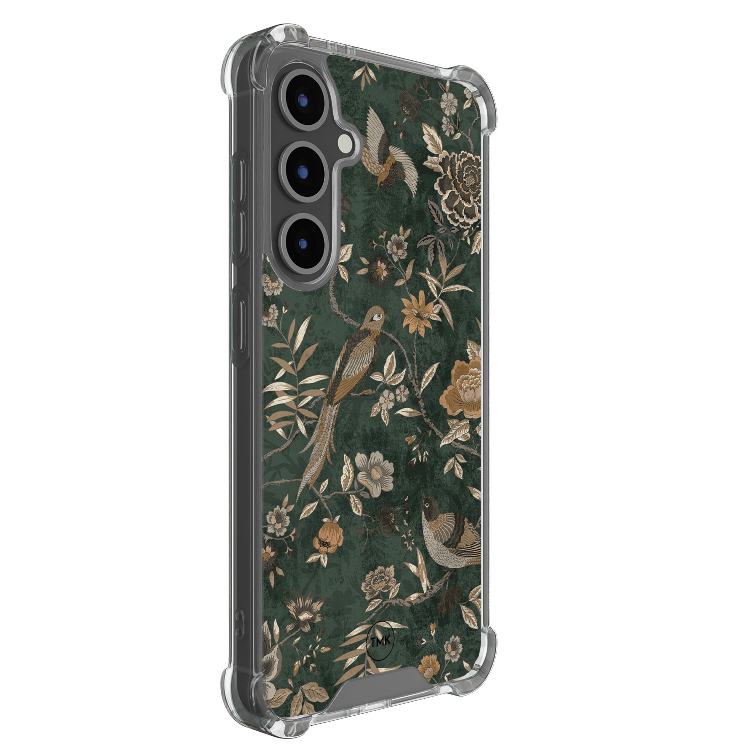 TMK Samsung Galaxy S24 FE shockproof hoesje - Khaki golden flowers