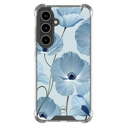 TMK Samsung Galaxy S24 FE shockproof hoesje - Blauw bloemenveld