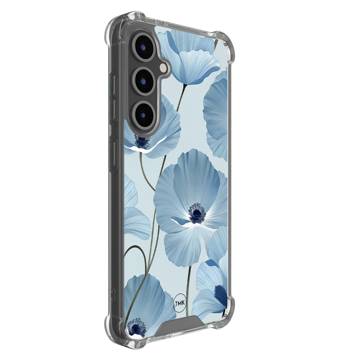 TMK Samsung Galaxy S24 FE shockproof hoesje - Blauw bloemenveld