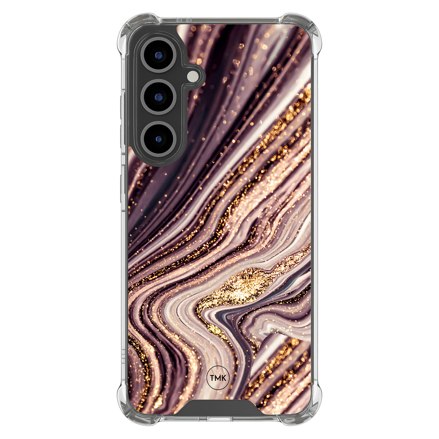 TMK Samsung Galaxy S24 FE shockproof hoesje - Golden pink marble