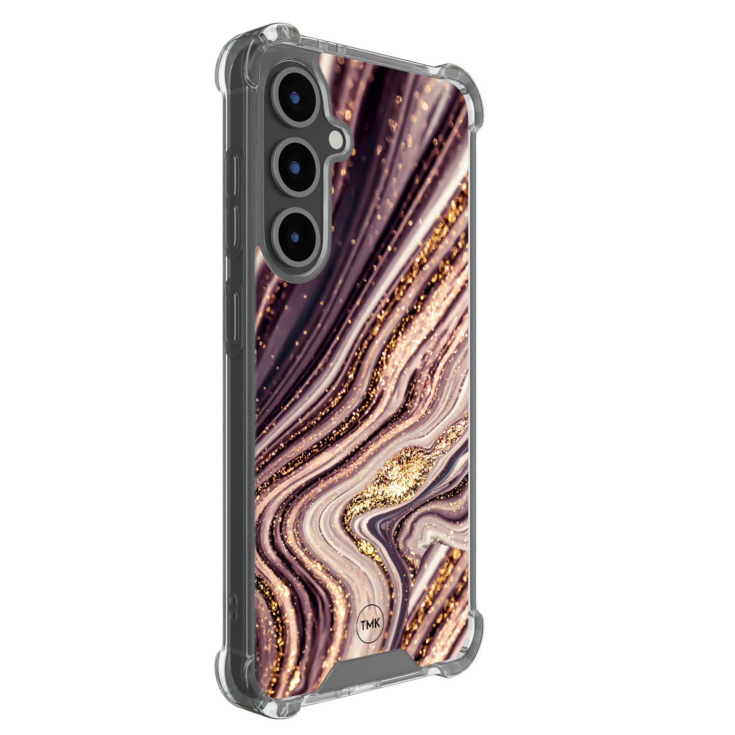 TMK Samsung Galaxy S24 FE shockproof hoesje - Golden pink marble