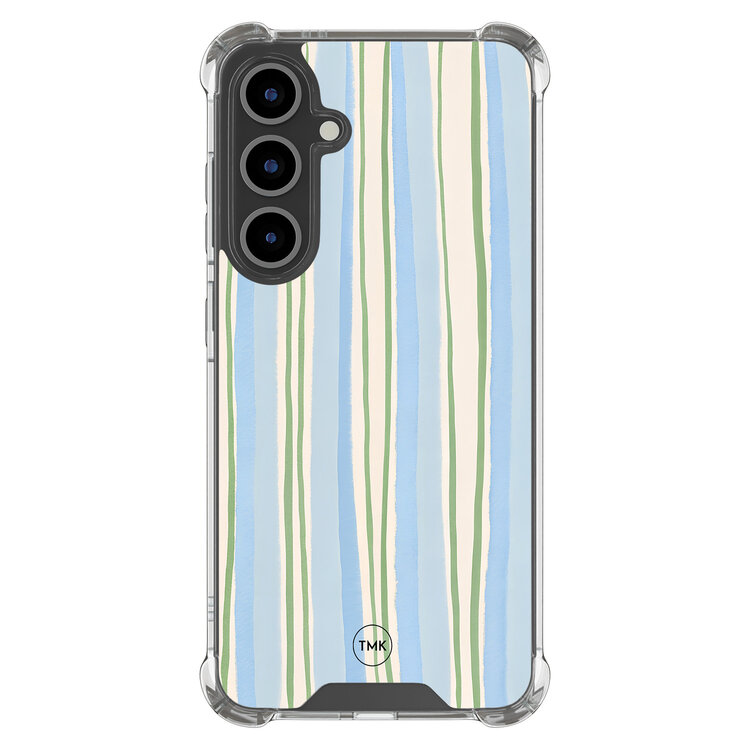 Casevibes Samsung Galaxy S24 FE shockproof hoesje - Pastelblauwe strepen