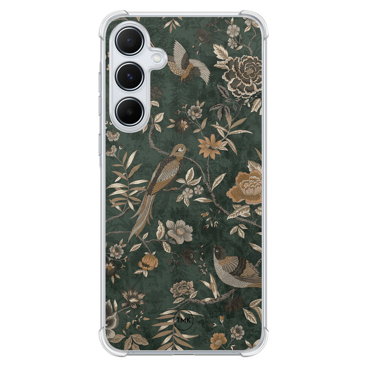Casevibes Samsung Galaxy A55 shockproof hoesje - Khaki golden flowers