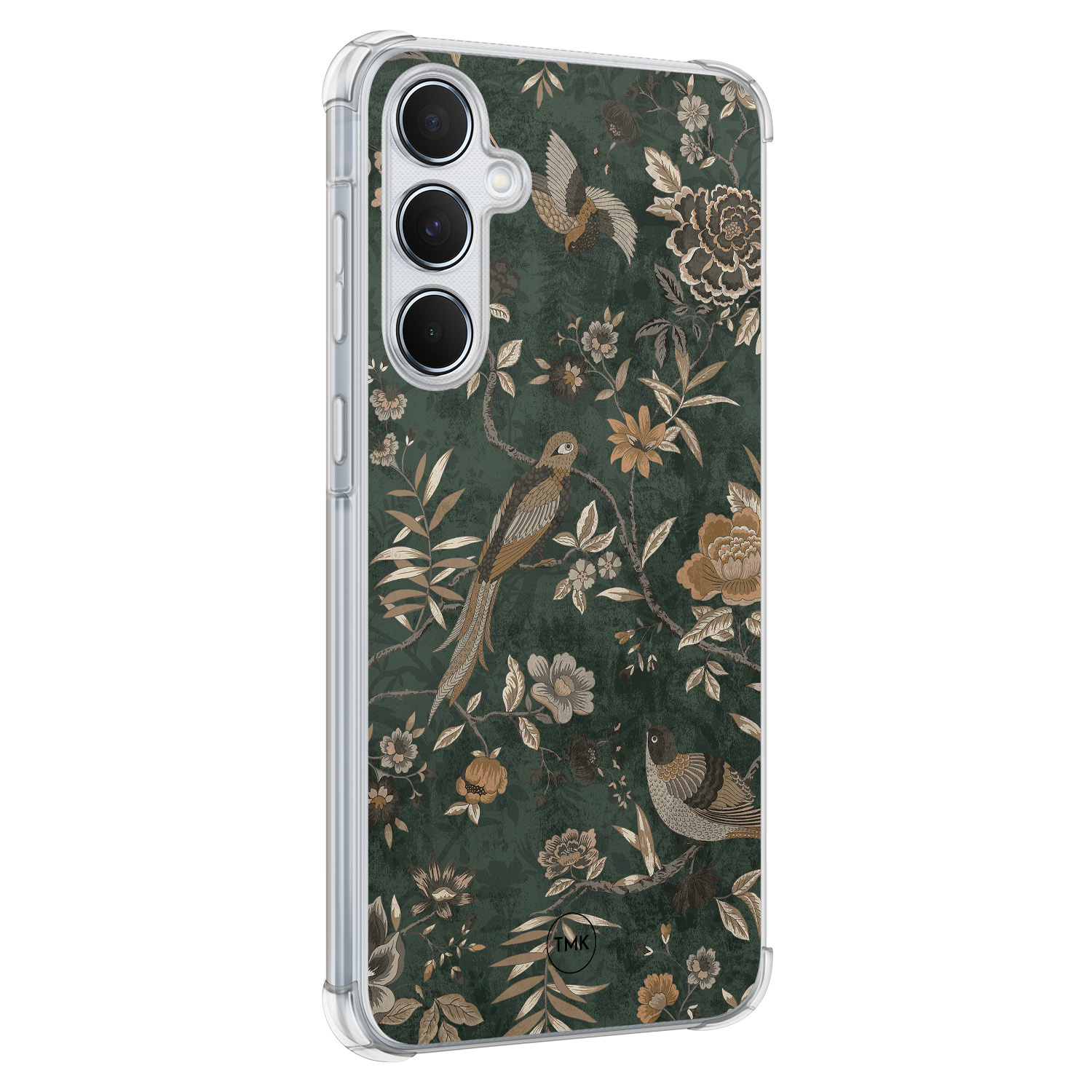 TMK Samsung Galaxy A55 shockproof hoesje - Khaki golden flowers