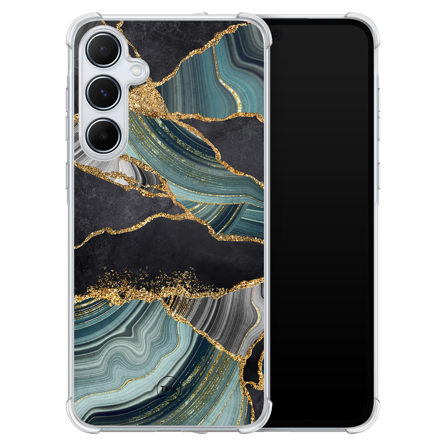 TMK Samsung Galaxy A55 shockproof hoesje - Marble jade stone