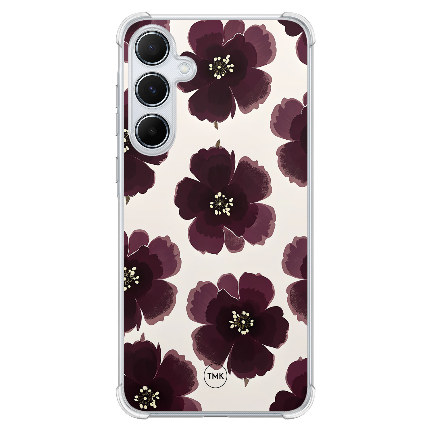 TMK Samsung Galaxy A55 shockproof hoesje - Burgundy flowers