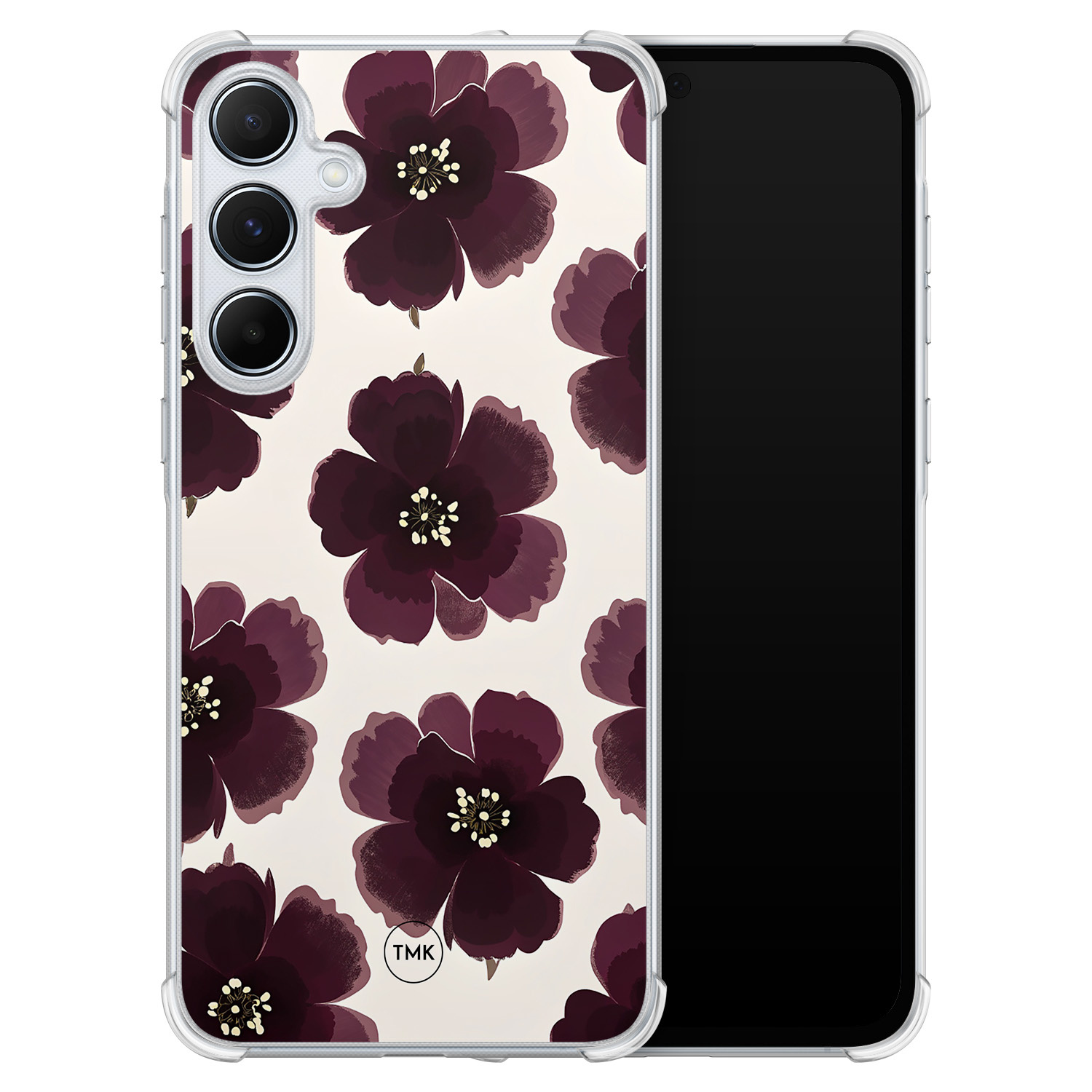 TMK Samsung Galaxy A55 shockproof hoesje - Burgundy flowers