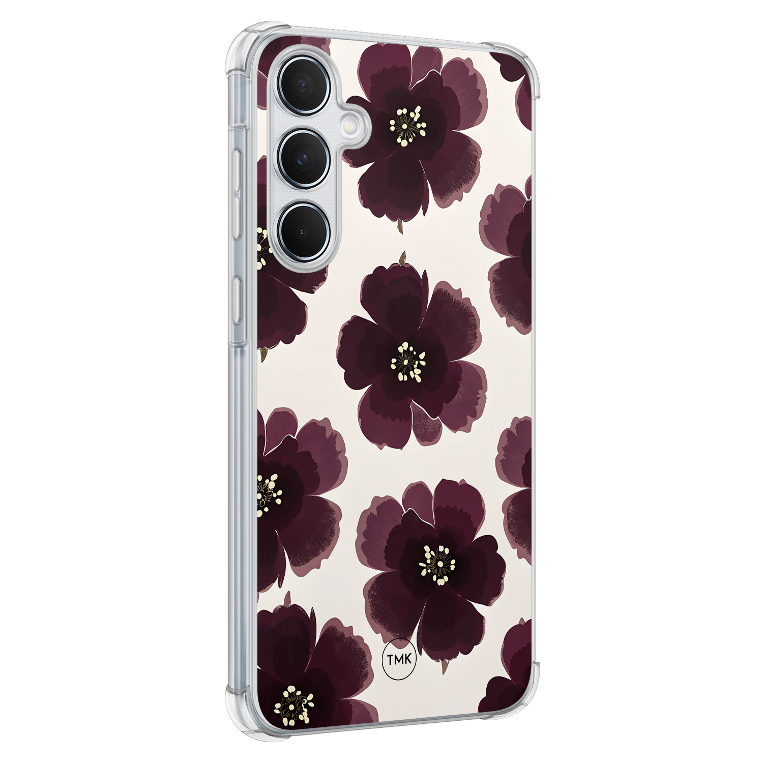 TMK Samsung Galaxy A55 shockproof hoesje - Burgundy flowers