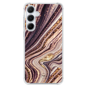TMK Samsung Galaxy A55 shockproof hoesje - Golden pink marble