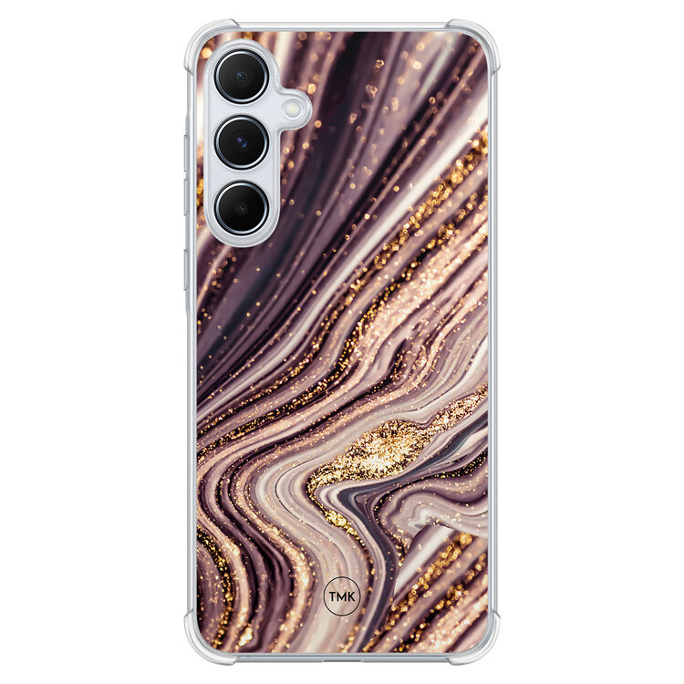 TMK Samsung Galaxy A55 shockproof hoesje - Golden pink marble