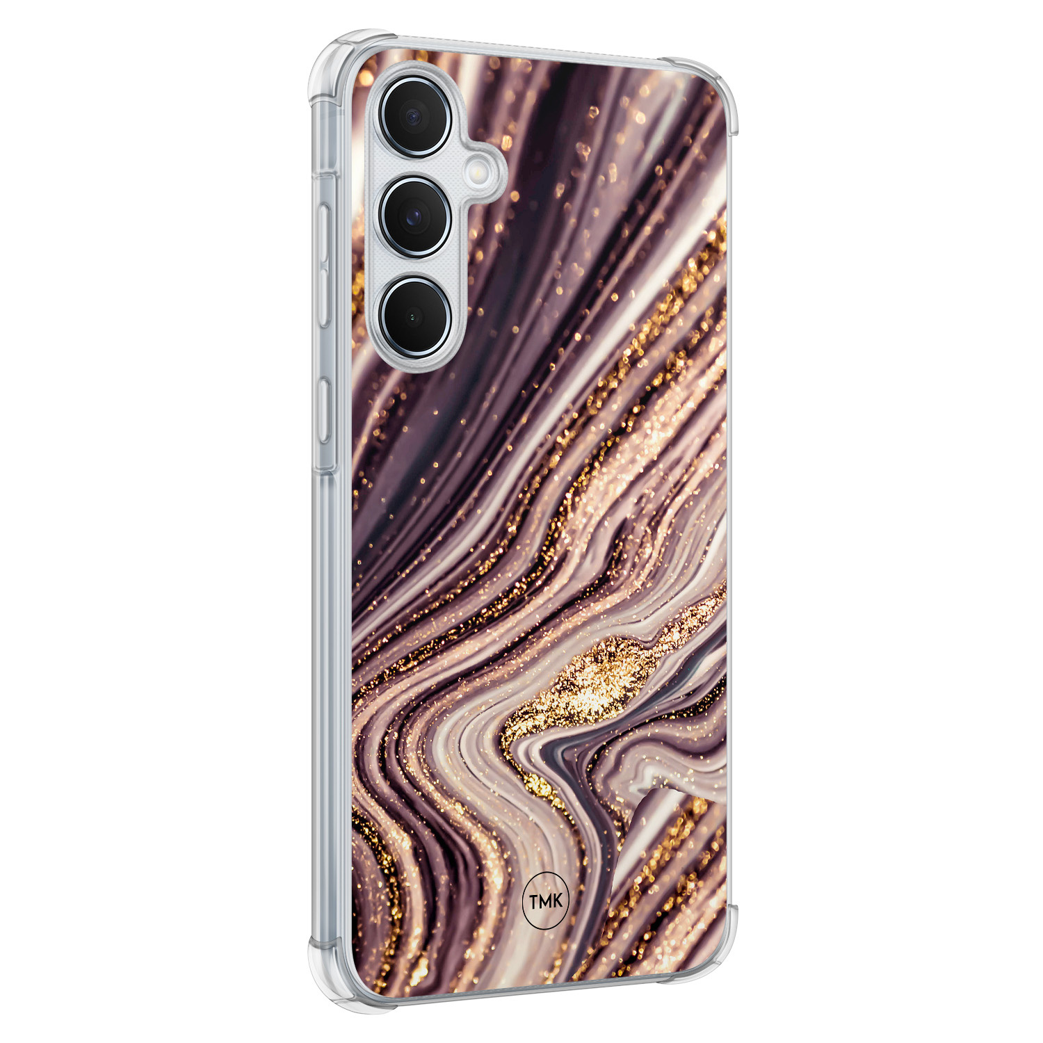 TMK Samsung Galaxy A55 shockproof hoesje - Golden pink marble