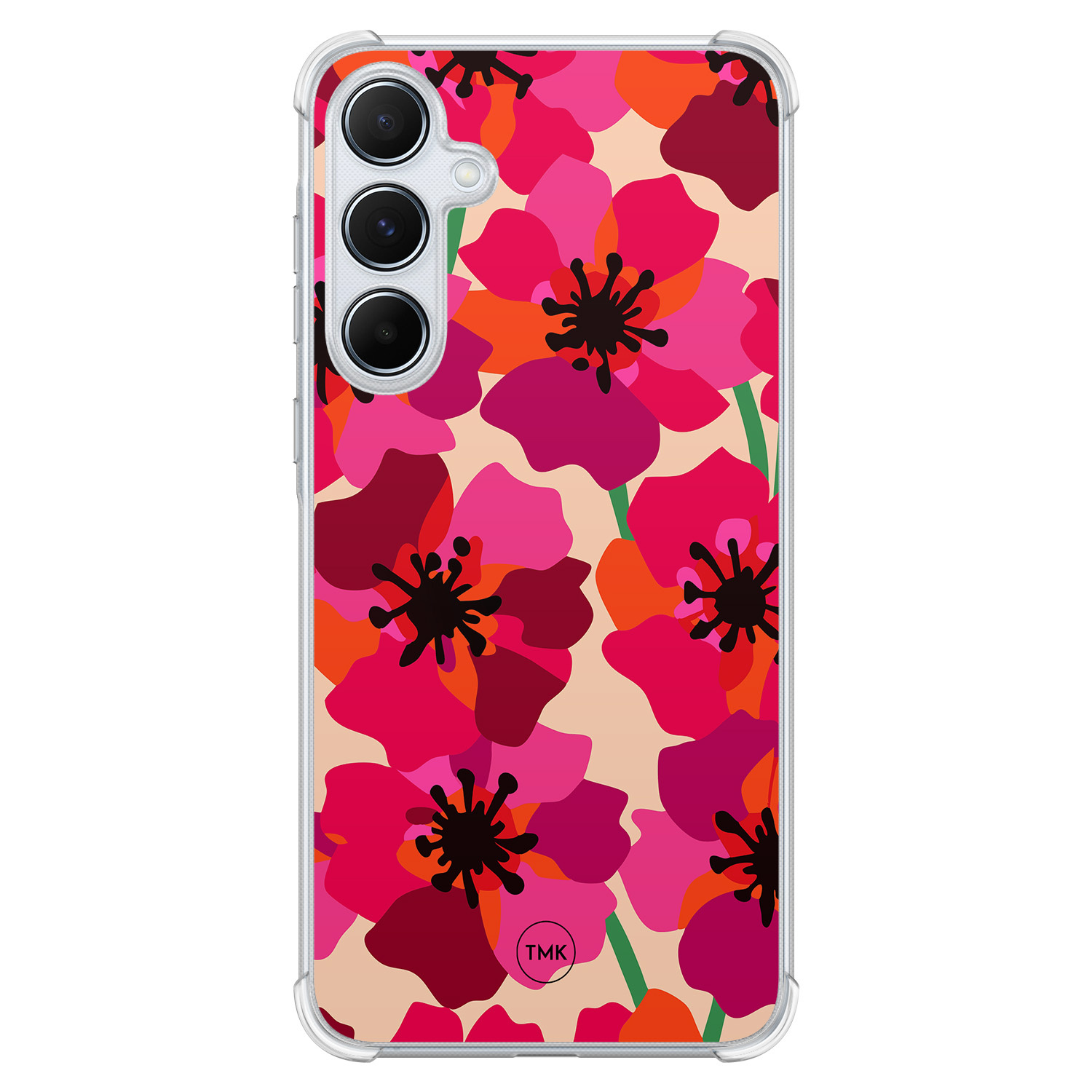 TMK Samsung Galaxy A55 shockproof hoesje - Pink floral bliss
