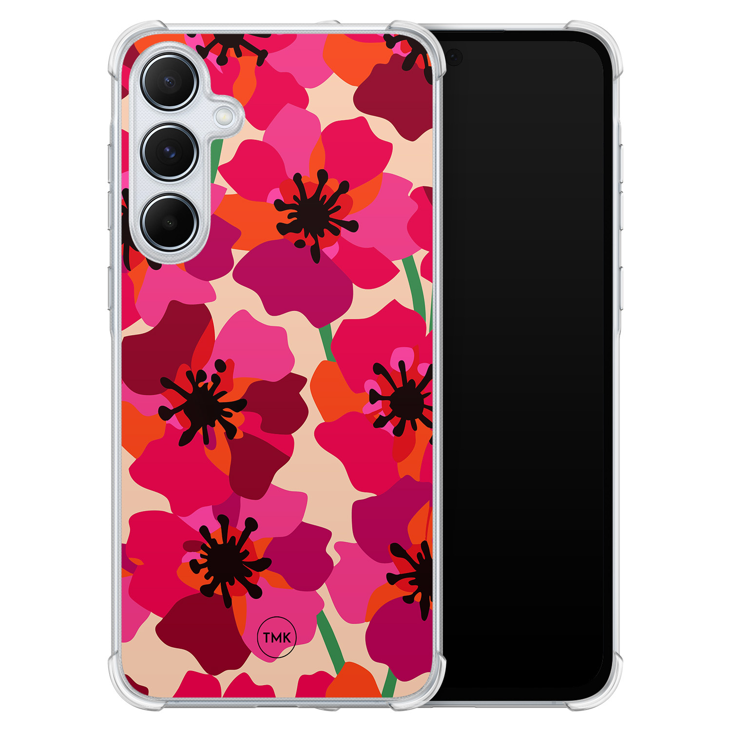 TMK Samsung Galaxy A55 shockproof hoesje - Pink floral bliss