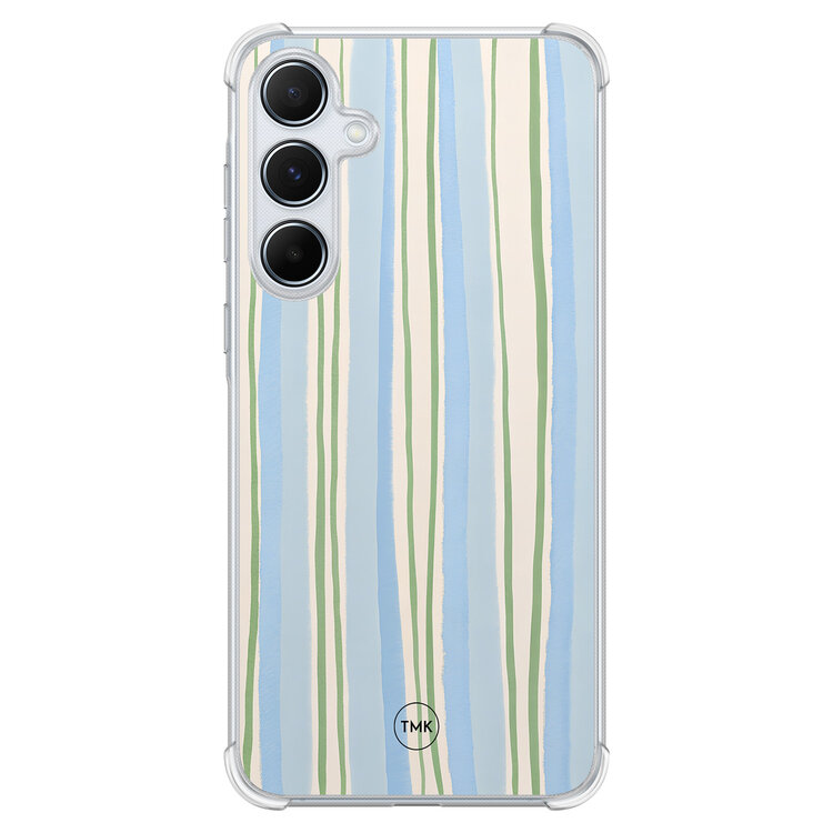 Casevibes Samsung Galaxy A55 shockproof hoesje - Pastelblauwe strepen
