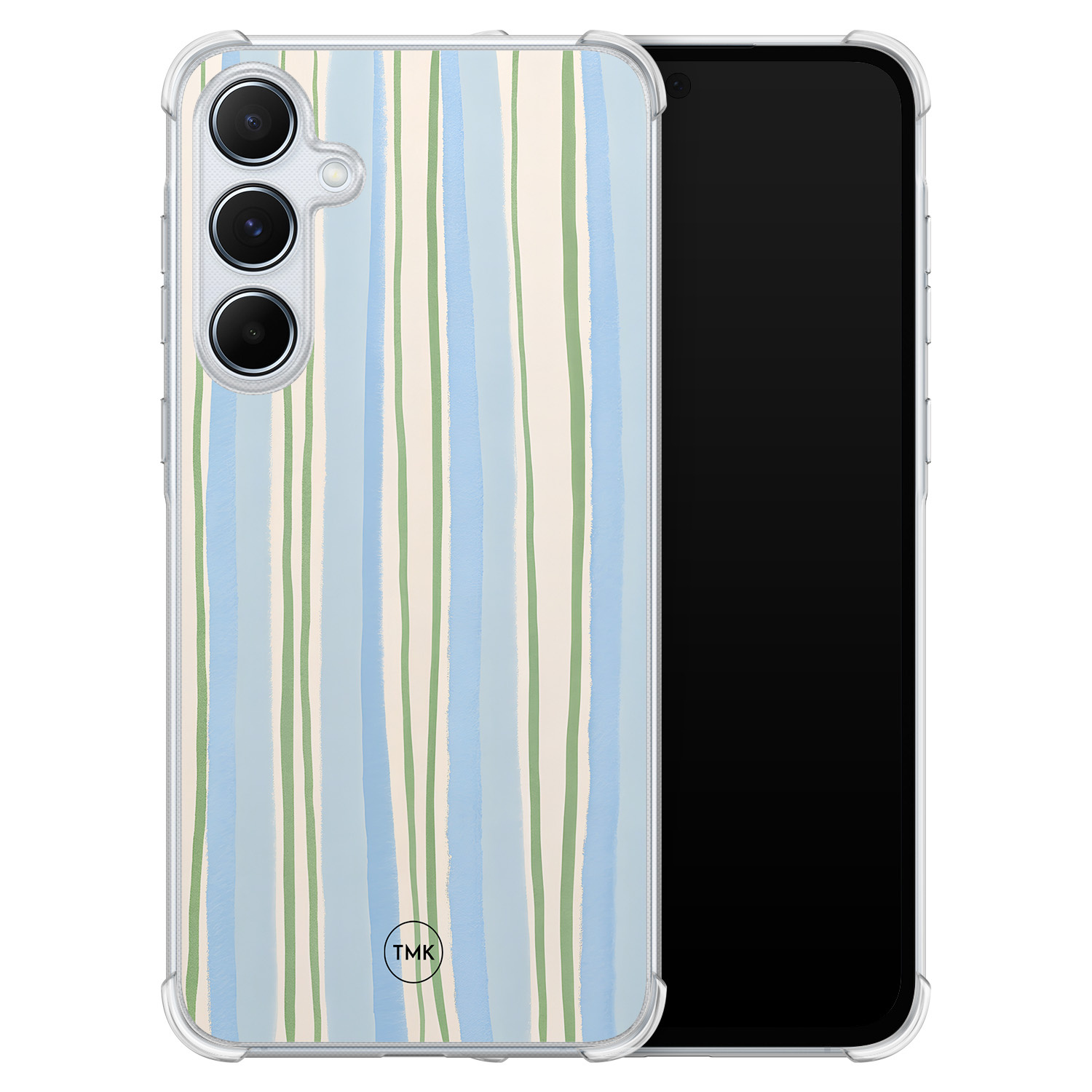 TMK Samsung Galaxy A55 shockproof hoesje - Pastelblauwe strepen