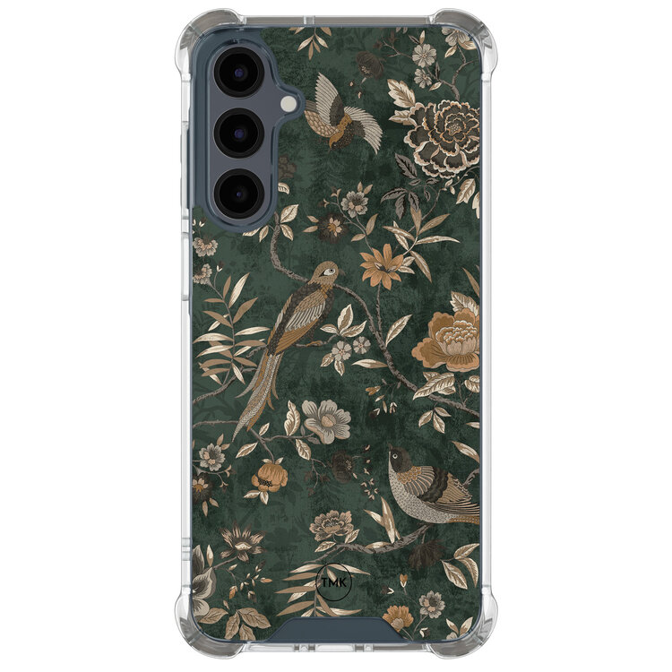 TMK Samsung Galaxy A16 shockproof hoesje - Khaki golden flowers