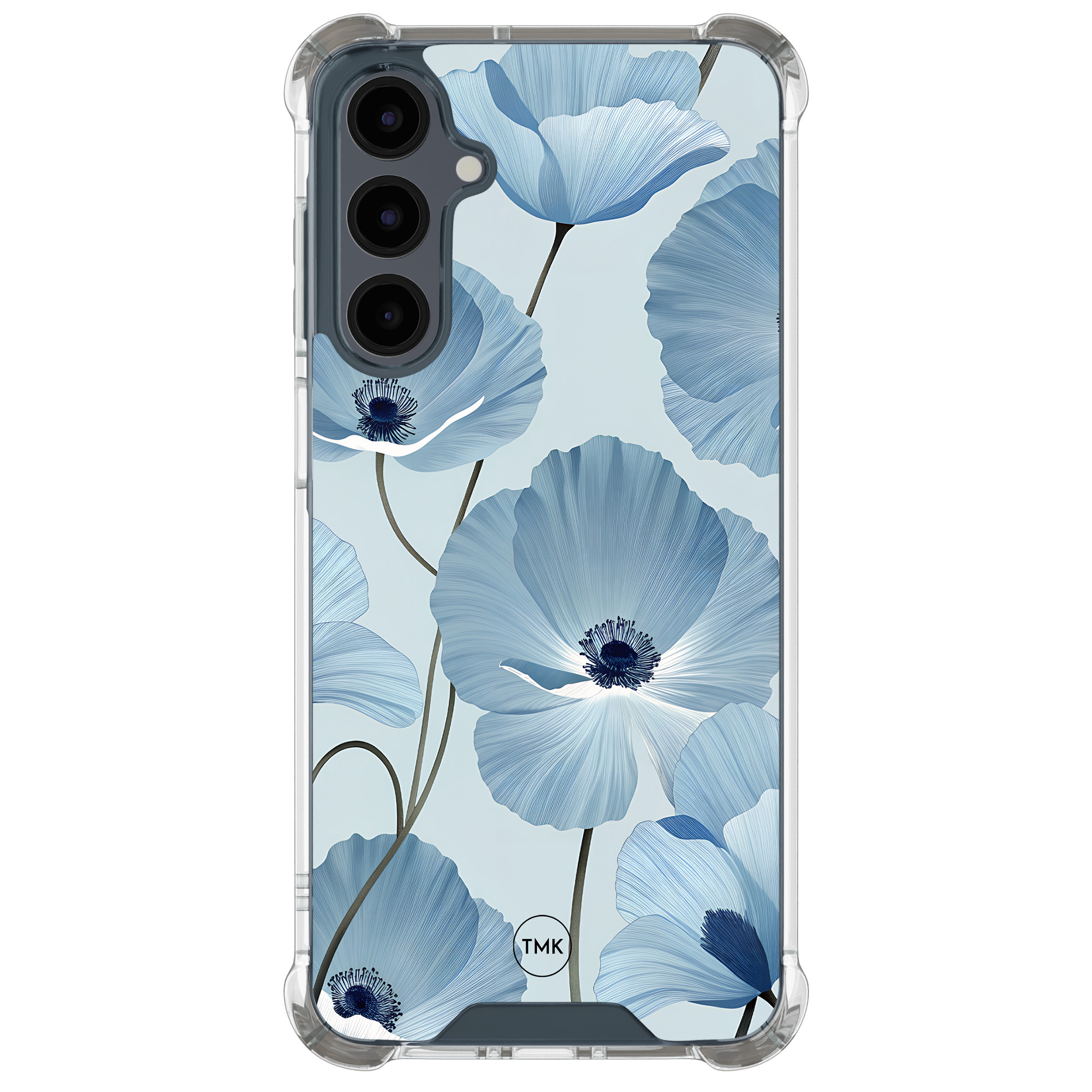 TMK Samsung Galaxy A16 shockproof hoesje - Blauw bloemenveld