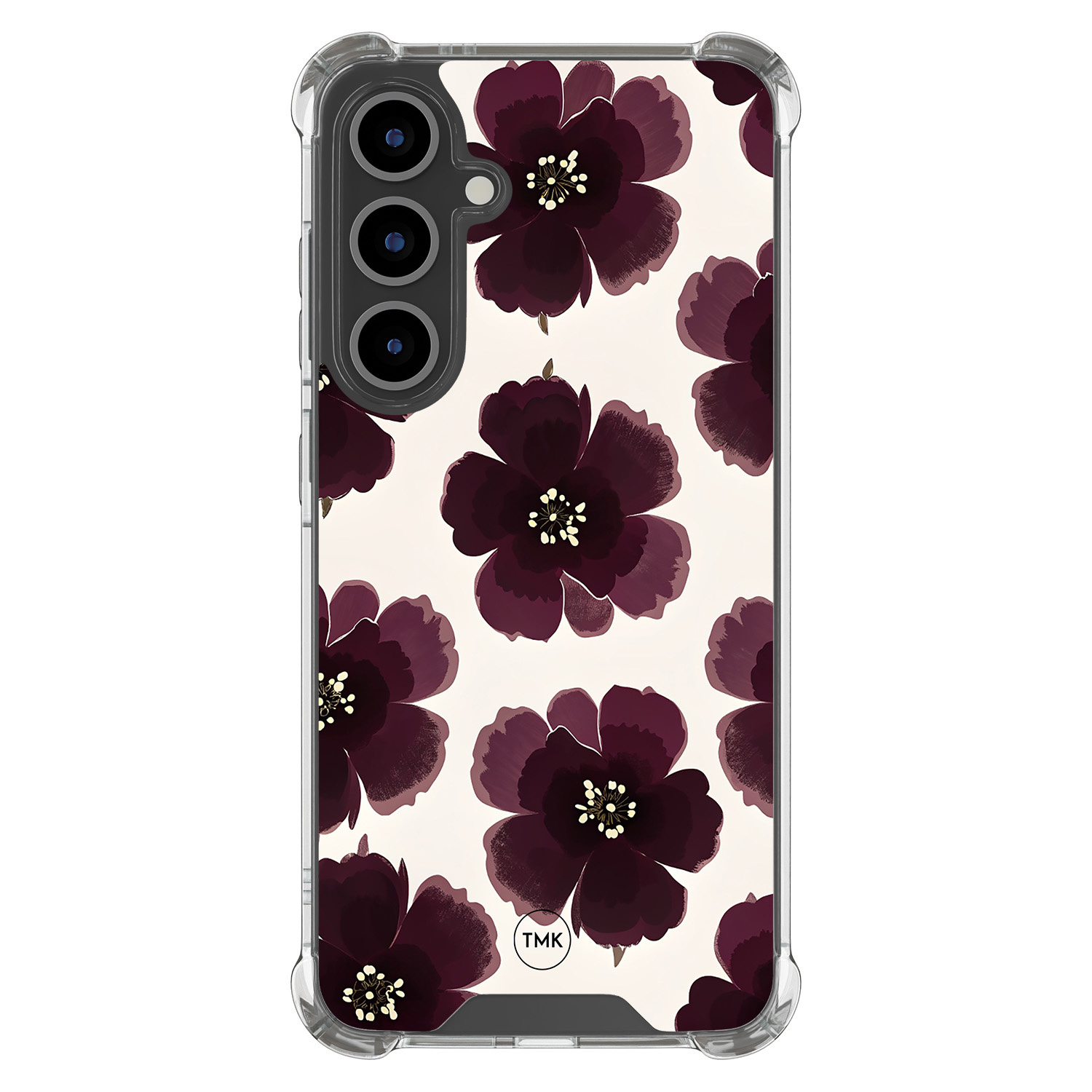 TMK Samsung Galaxy S25 FE shockproof hoesje - Burgundy flowers