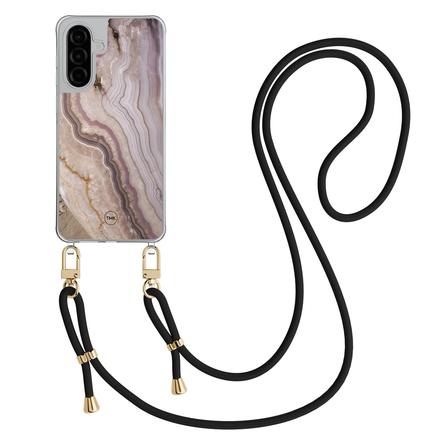 TMK Samsung Galaxy A56 hoesje met zwart koord - Blush marble