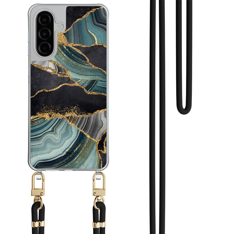 Casevibes Samsung Galaxy A56 hoesje met zwart koord - Marble jade stone