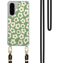 TMK Samsung Galaxy A56 hoesje met zwart koord - Retro cute flowers
