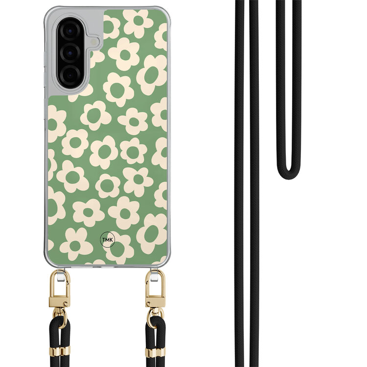 Casevibes Samsung Galaxy A56 hoesje met zwart koord - Retro cute flowers