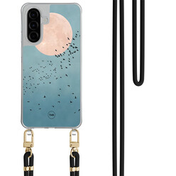 TMK Samsung Galaxy A56 hoesje met zwart koord - Moon birds