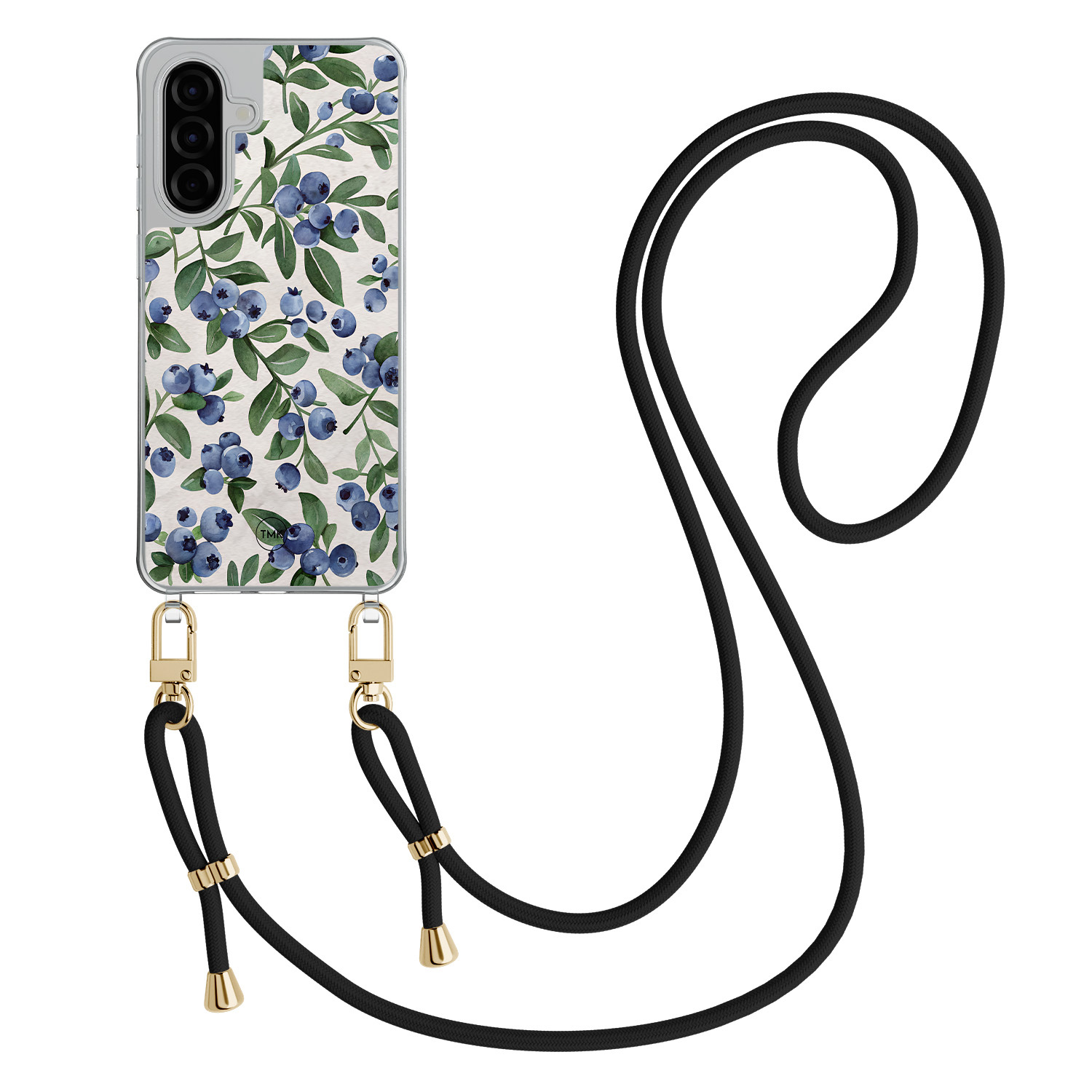 TMK Samsung Galaxy A56 hoesje met zwart koord - Blueberries