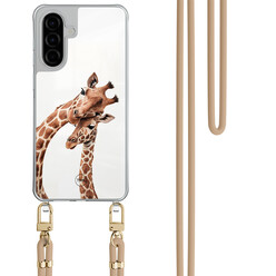 TMK Samsung Galaxy A56 hoesje met beige koord - Giraffen