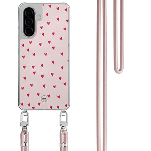 Casevibes Samsung Galaxy A56 hoesje met rosegoud koord - Cute hearts