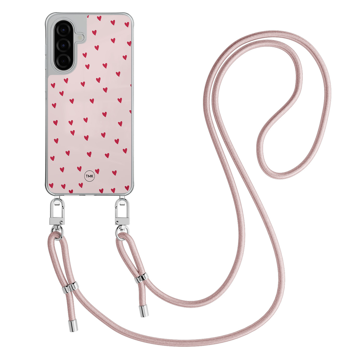 TMK Samsung Galaxy A56 hoesje met rosegoud koord - Cute hearts