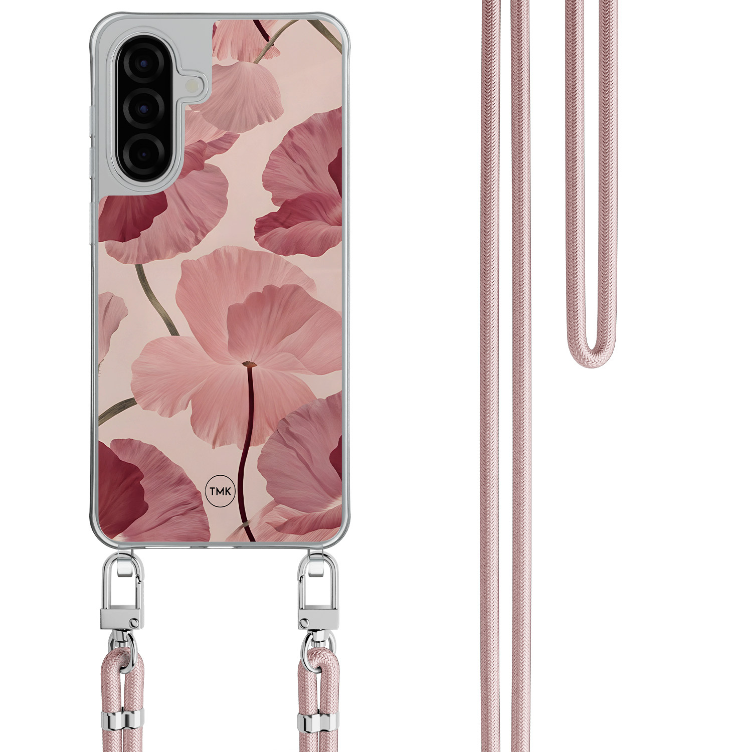 TMK Samsung Galaxy A56 hoesje met rosegoud koord - Vintage blossom