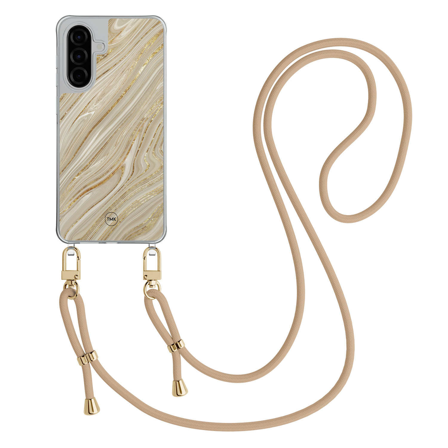 TMK Samsung Galaxy A36 hoesje met beige koord - Golden marble