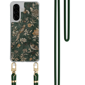 Casevibes Samsung Galaxy A36 hoesje met groen koord - Khaki golden flowers