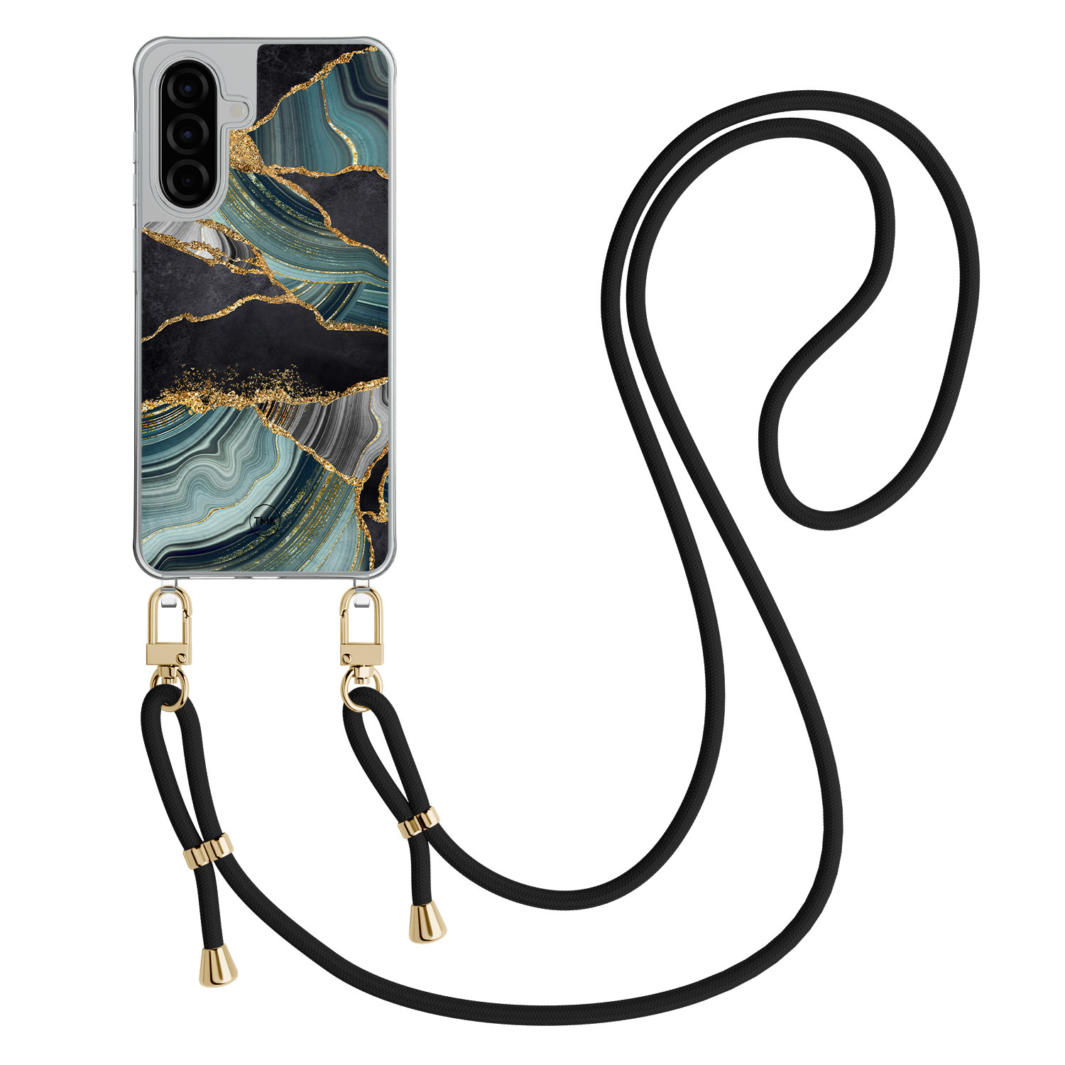 TMK Samsung Galaxy A36 hoesje met zwart koord - Marble jade stone