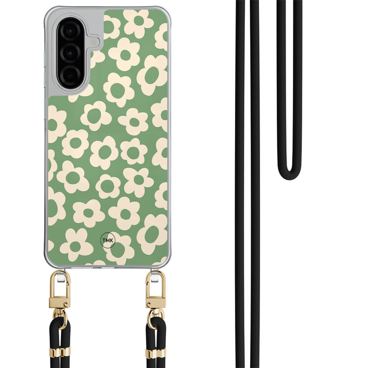 Casevibes Samsung Galaxy A36 hoesje met zwart koord - Retro cute flowers