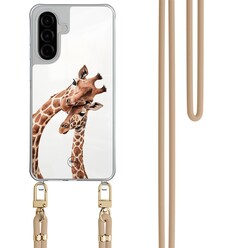 TMK Samsung Galaxy A26 hoesje met beige koord - Giraffen