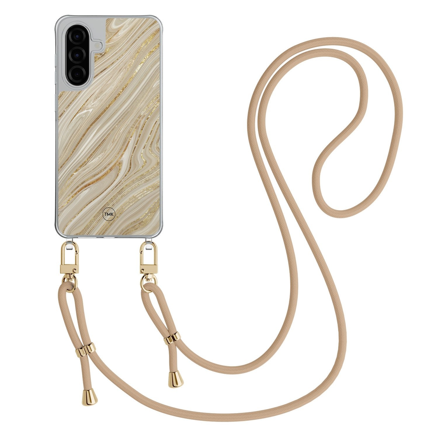 TMK Samsung Galaxy A26 hoesje met beige koord - Golden marble