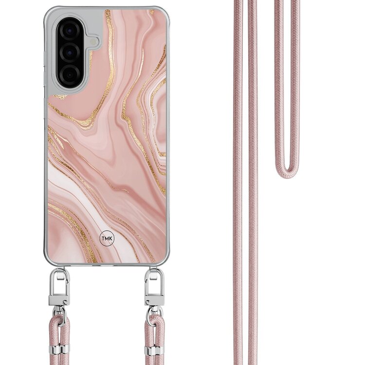 Casevibes Samsung Galaxy A26 hoesje met rosegoud koord - Rose marble