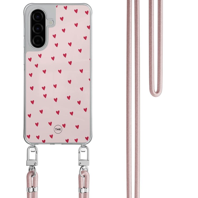 Casevibes Samsung Galaxy A26 hoesje met rosegoud koord - Cute hearts