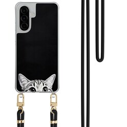 TMK Samsung Galaxy A26 hoesje met zwart koord - Kat kiekeboe