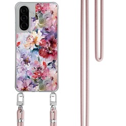 TMK Samsung Galaxy A26 hoesje met rosegoud koord - Bloemen acryl