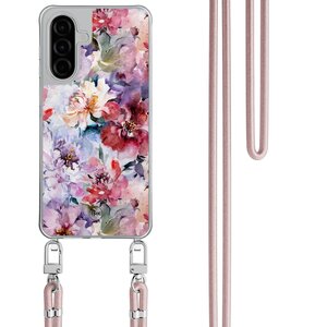 Casevibes Samsung Galaxy A26 hoesje met rosegoud koord - Bloemen acryl