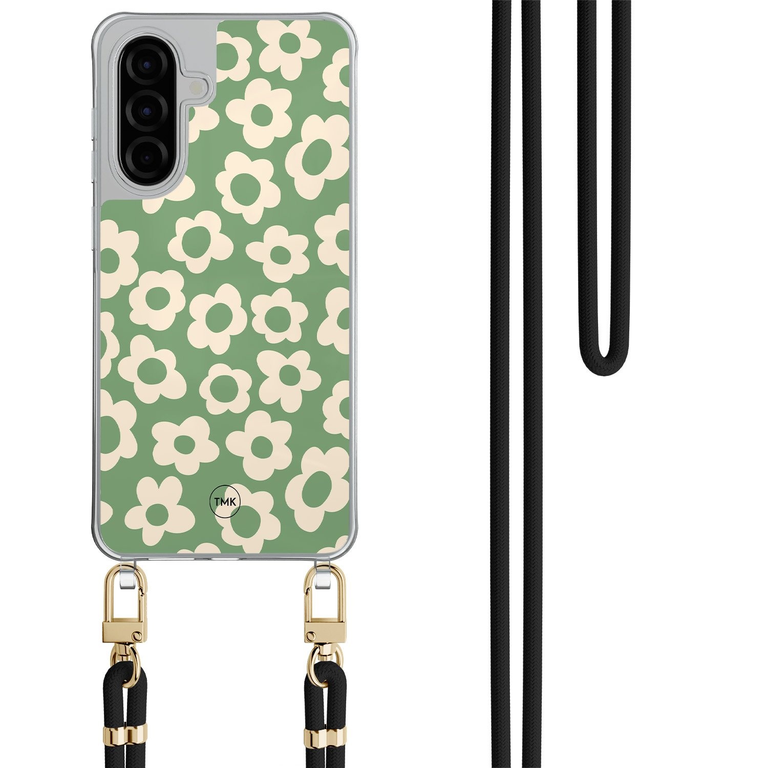 TMK Samsung Galaxy A26 hoesje met zwart koord - Retro cute flowers