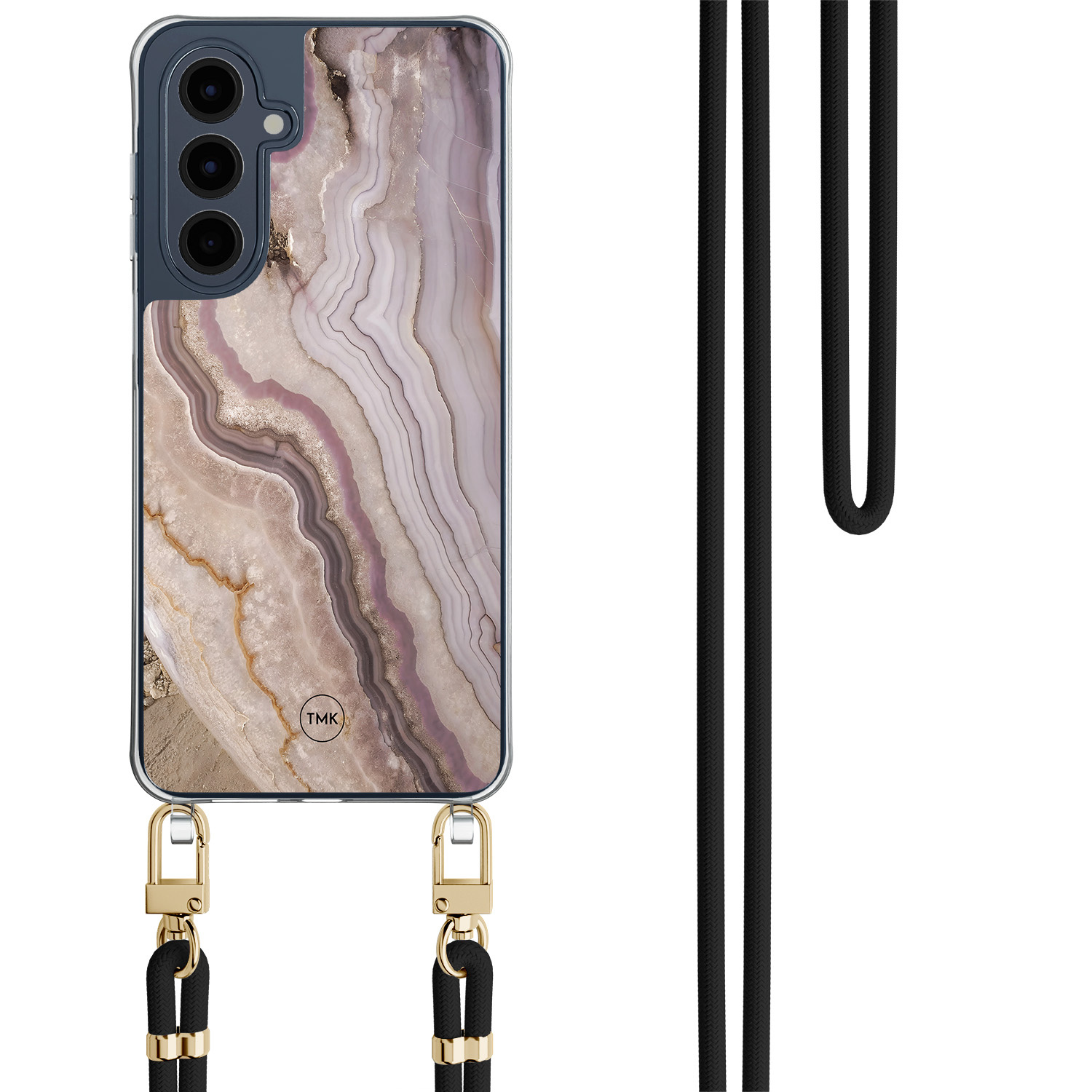 TMK Samsung Galaxy A16 hoesje met zwart koord - Blush marble